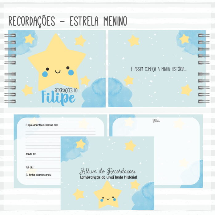 Livro Recordações do Bebê Estrela Menino