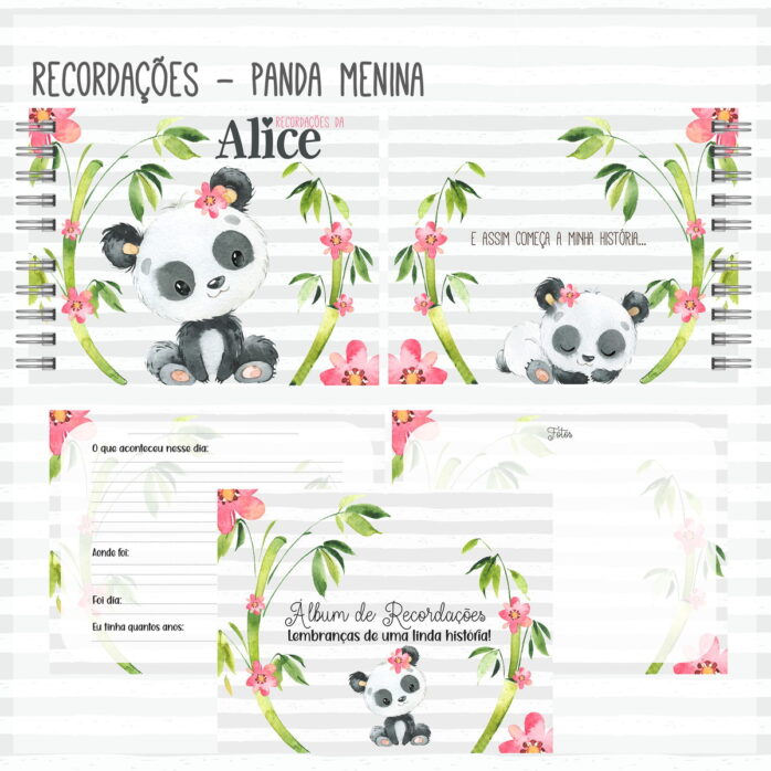 Livro Recordações do Bebê Panda Menina Cut