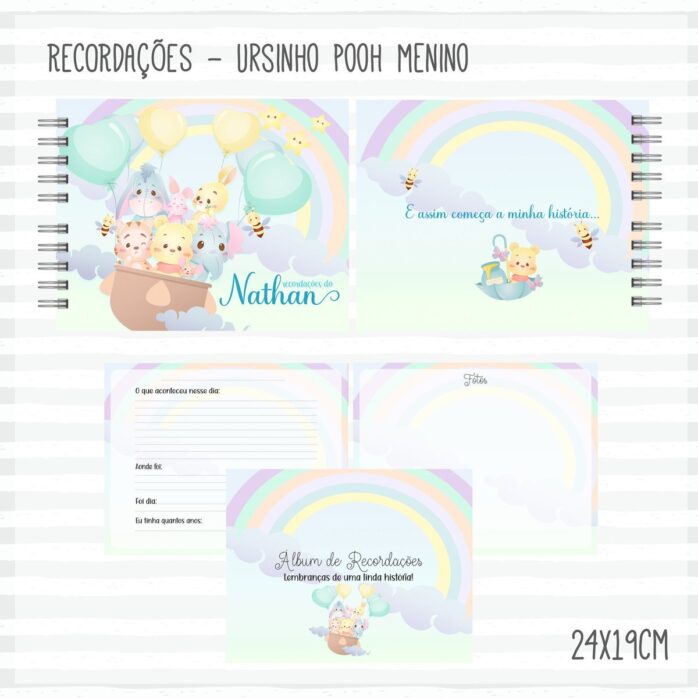 Livro Recordações do Bebê Pooh Menino