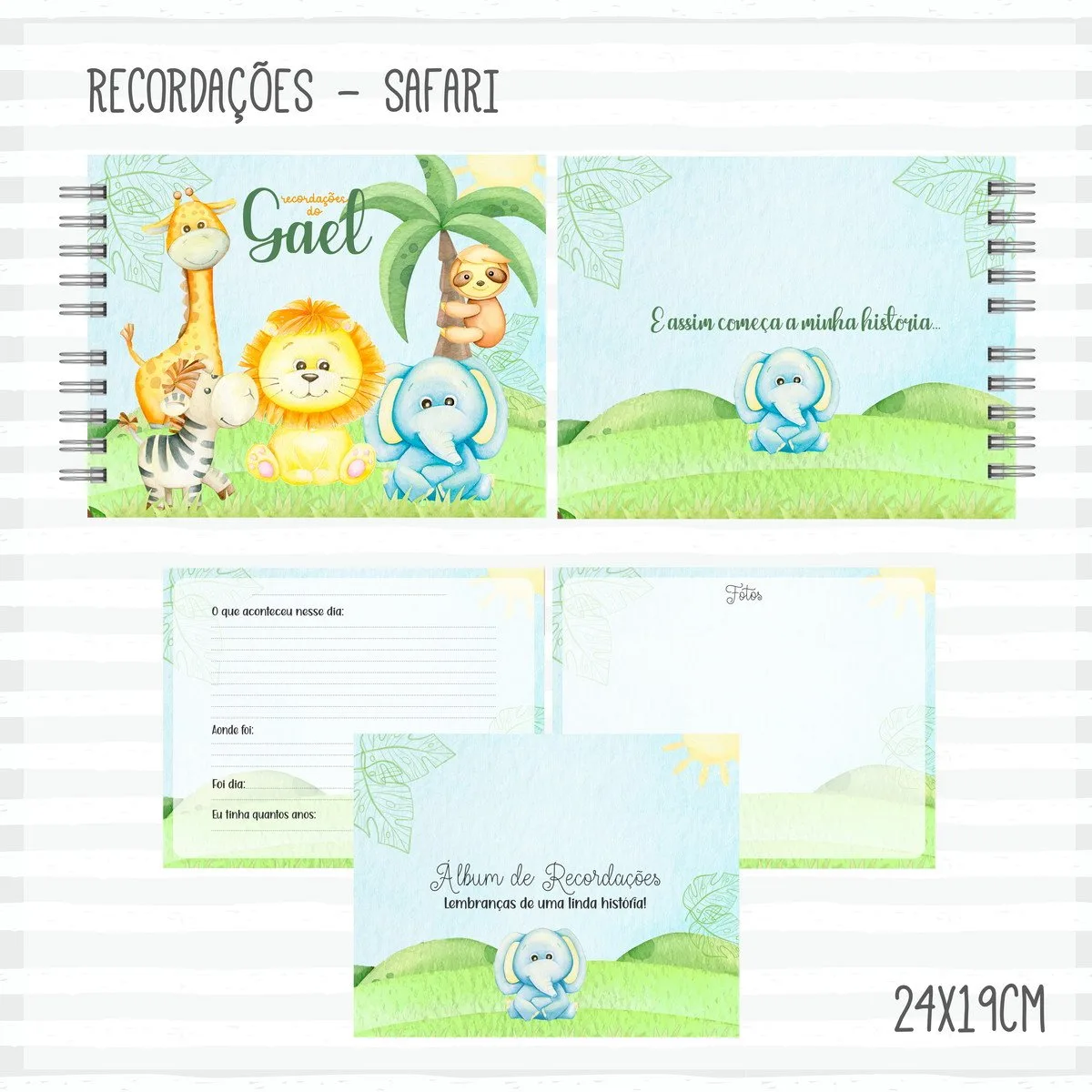 Livro Recordações do Bebê Safari Menino