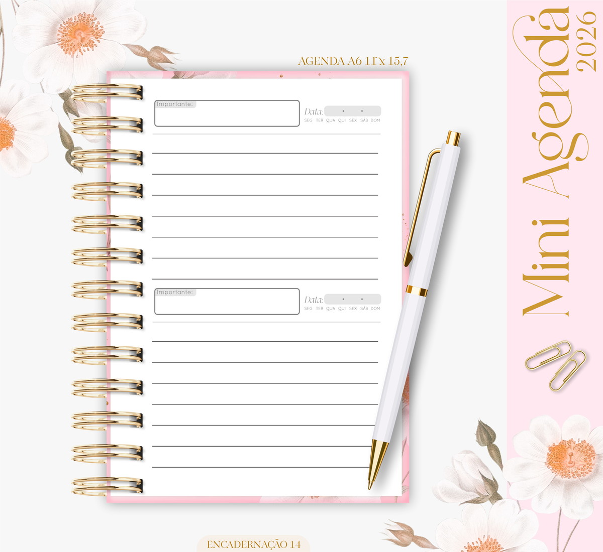 Mini Agenda A6 2026 Digital Kit Completo para Imprimir 2 Mini Agenda A6 2026 Digital Kit Completo para Imprimir - Imagem 2
