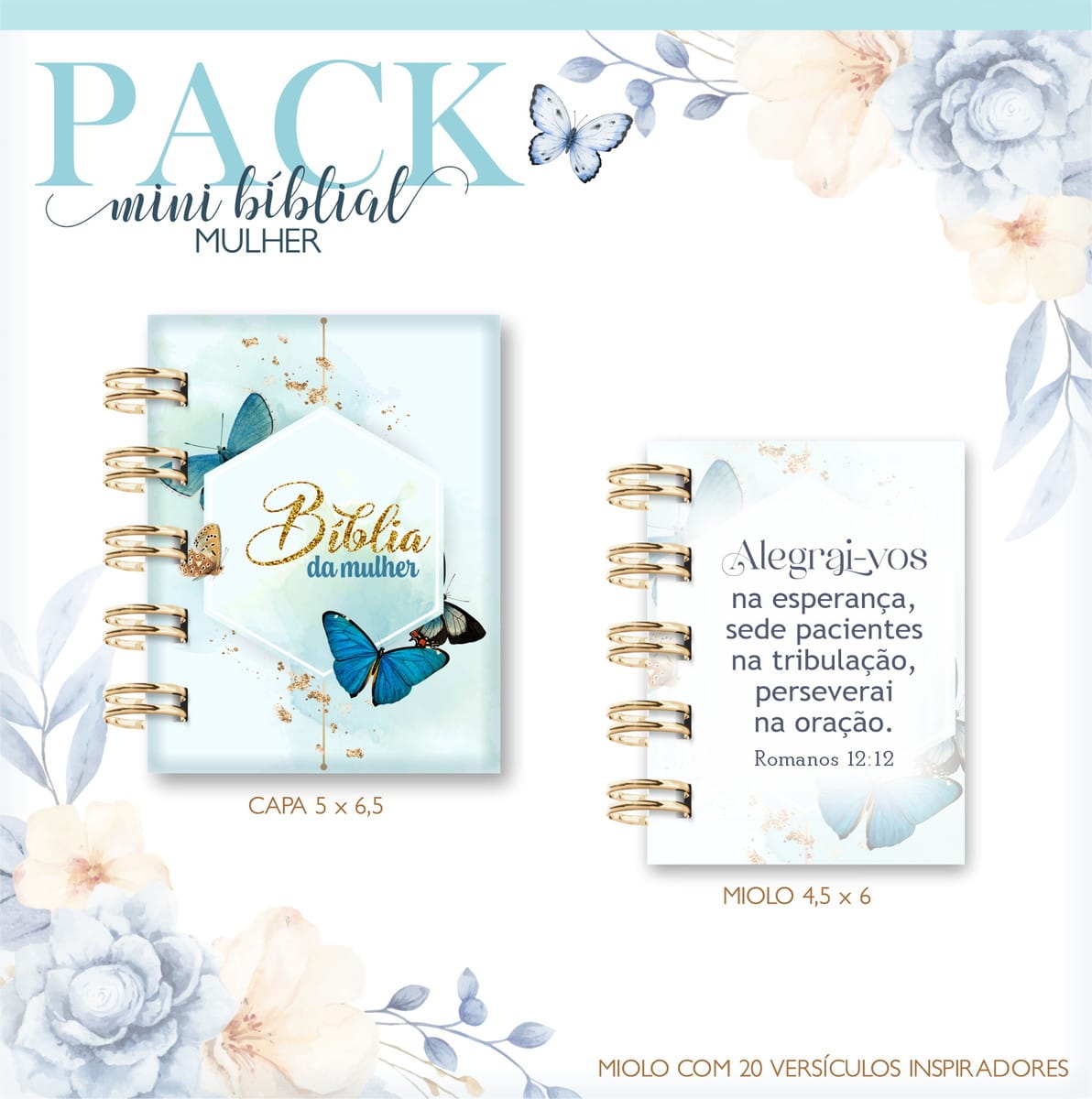 Mini Bíblia Digital Feminina com Flores para Scrapbooking 2 Mini Bíblia Digital Feminina com Flores para Scrapbooking - Imagem 2