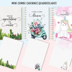 Mini Combo Cadernos Quadriculados