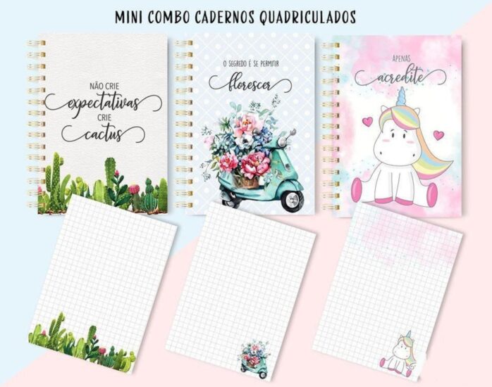 Mini Combo Cadernos Quadriculados