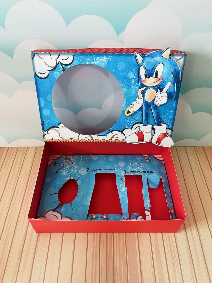 Arquivo Digital Caixa Sonic para Páscoa e Doces 2 Arquivo Digital Caixa Sonic para Páscoa e Doces - Imagem 2
