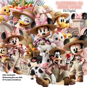 Minnie na Fazenda Rosa - Kit Digital em PNG Completo