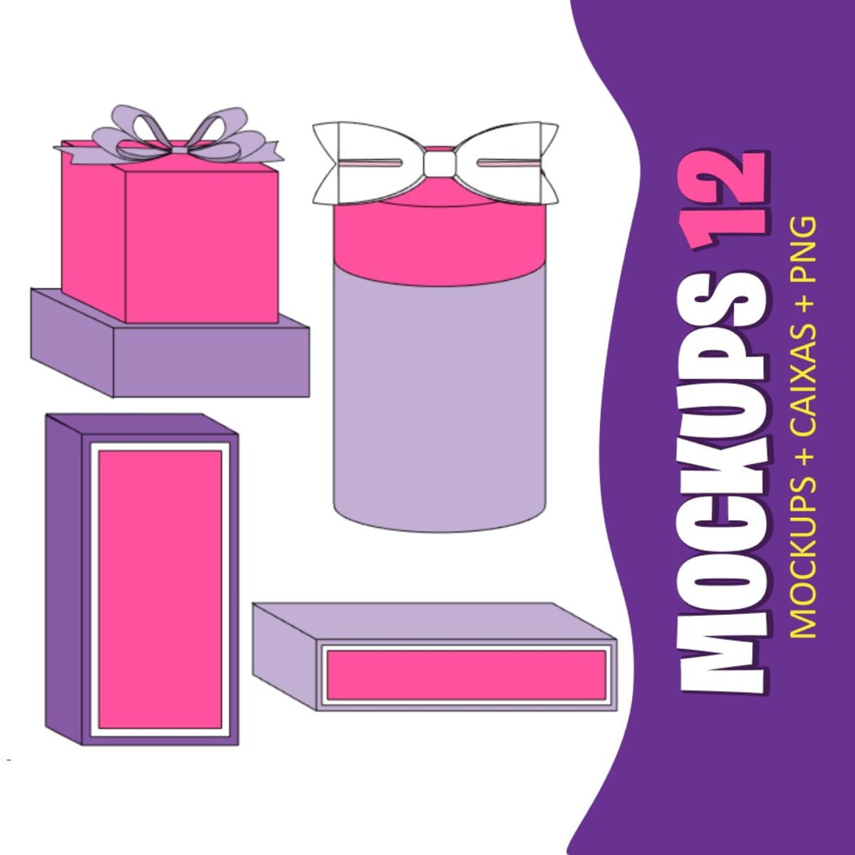Mockups de Caixas e Papelaria para Festas Infantis 1 Mockups de Caixas e Papelaria para Festas Infantis