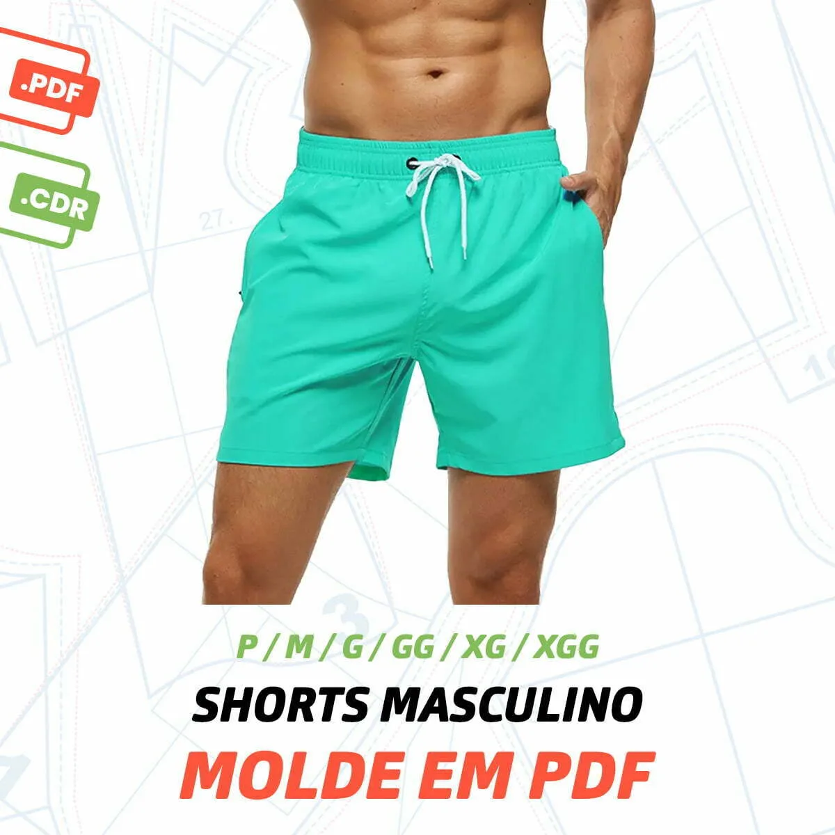 Molde Modelagem Short Masculino Estilo Mauricinho - Digital 1 Molde Short Masculino - P Ao Xgg Estilo Mauricinho - Digital