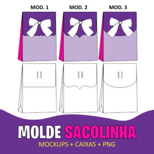 Moldes de Sacolinha Digital para Festas e Lembrancinhas 7 moldes sacolinhas arquivo digital