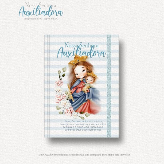 Nossa Senhora Auxiliadora Png Kit Digital Santinhos Aquarela