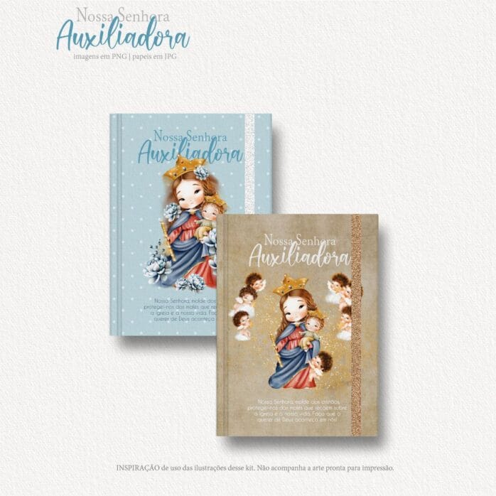 Nossa Senhora Auxiliadora Png Kit Digital Santinhos Aquarela