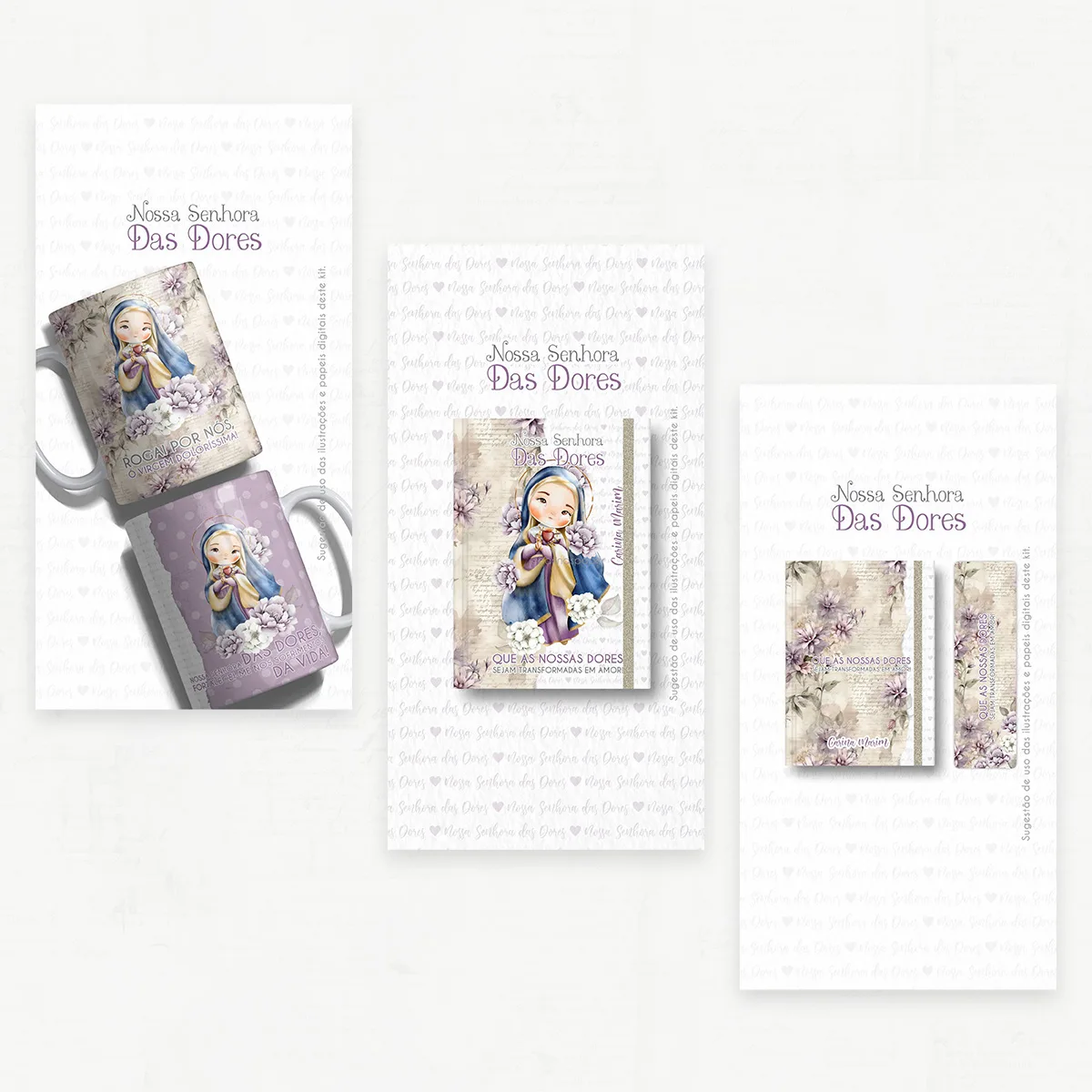 Nossa Senhora das Dores Kit Digital de Santinhos Aquarelados 10 Nossa Senhora das Dores Kit Digital de Santinhos Aquarelados