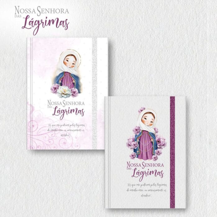 Nossa Senhora das Lágrimas Kit Digital de Santinhos Aquarela