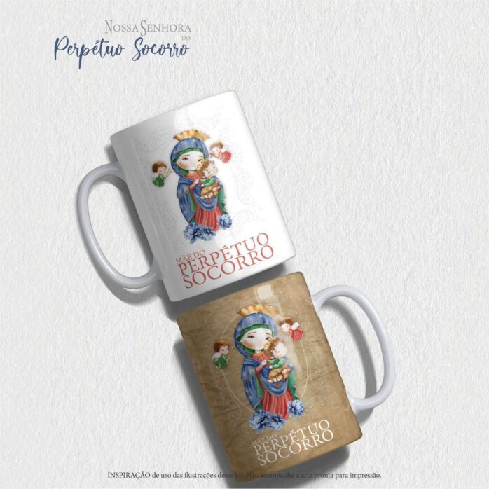 Nossa Senhora do Perpétuo Socorro Kit Digital Png Aquarela