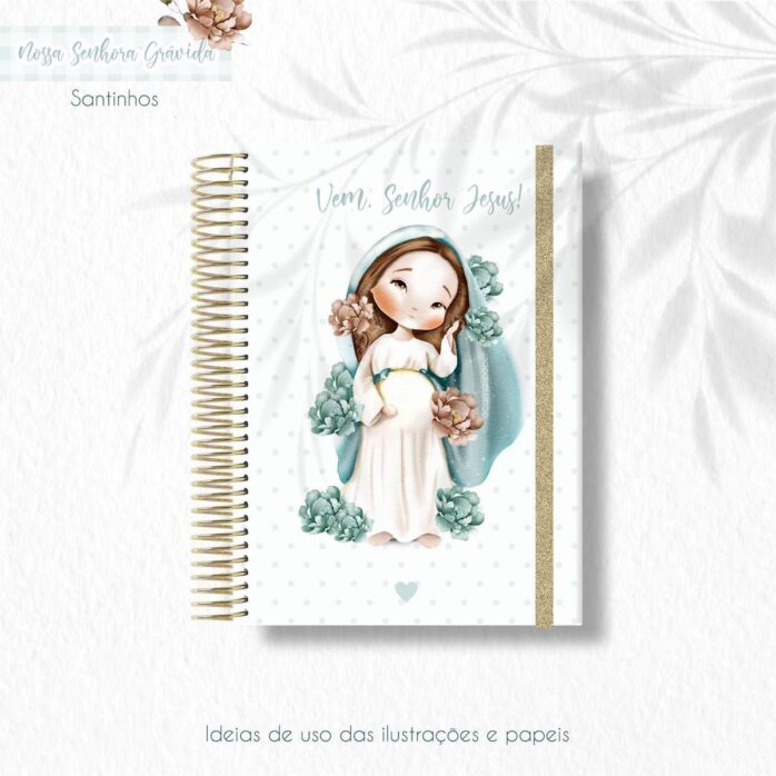 Nossa Senhora Grávida Kit Digital Ilustrações PNG Aquarela