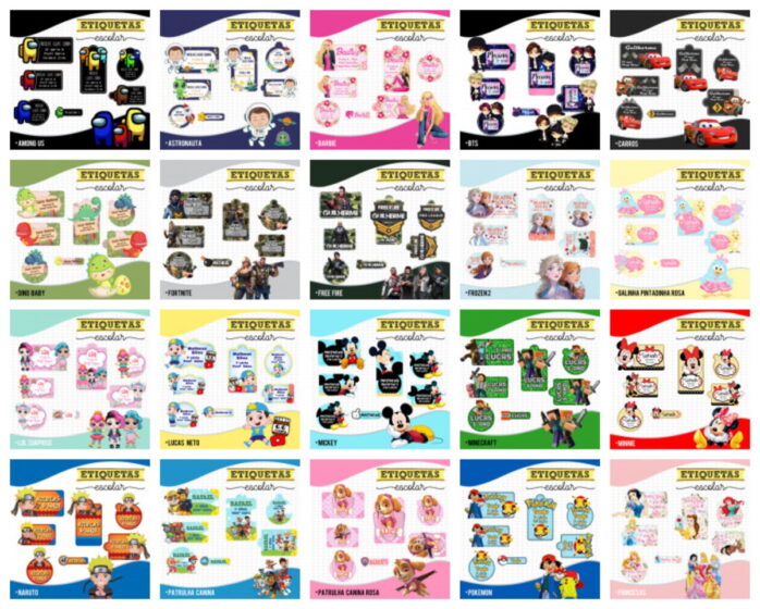 Pack 22 Etiquetas Escolares