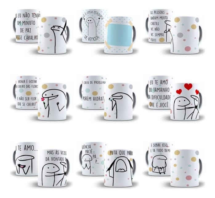 Pack 30 Artes Caneca Flork Bento Meme Frases Em Corel