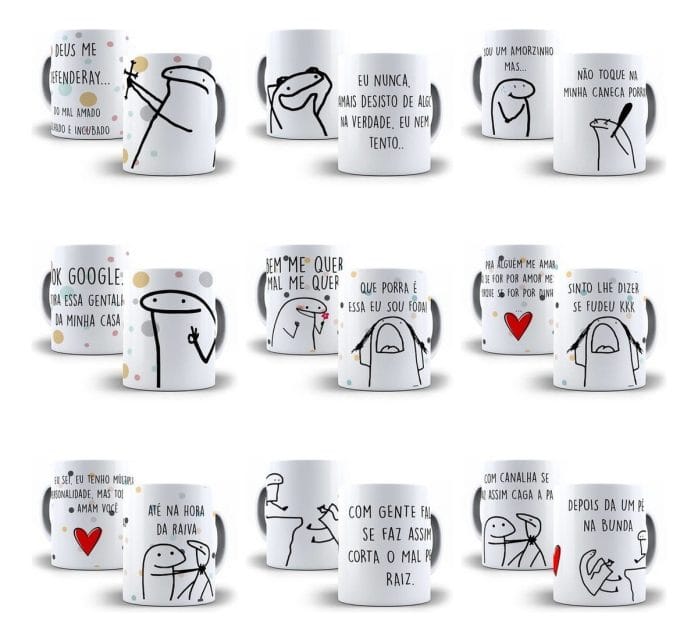 Pack 30 Artes Caneca Flork Bento Meme Frases Em Corel