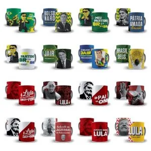 Pack 36 Artes Sublimar Caneca Lula Bolsonaro Png + Mockup