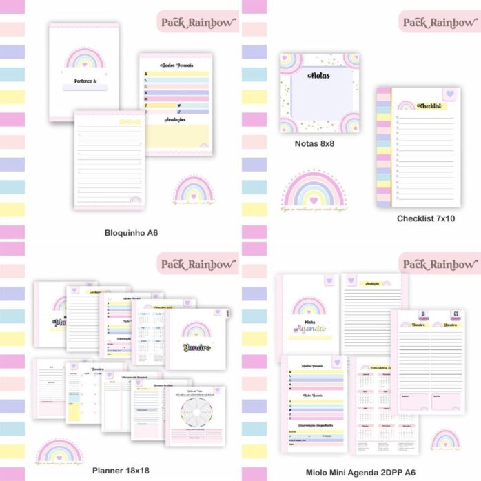 Pack Agenda e Planner Rainbow 2023