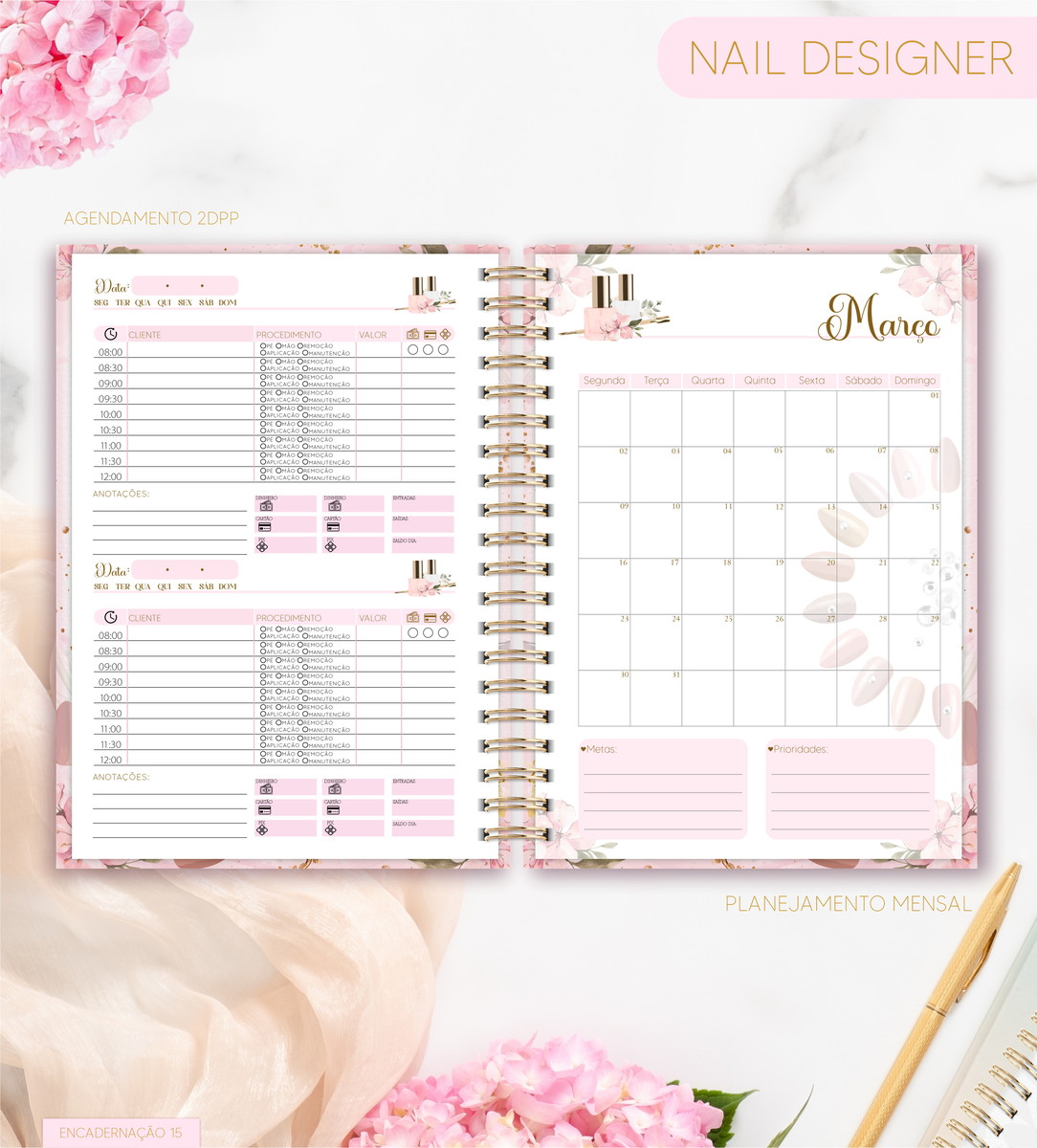 Agenda Nail Designer 2026 Digital com Design Floral 5 Agenda Nail Designer 2026 Digital com Design Floral - Imagem 5