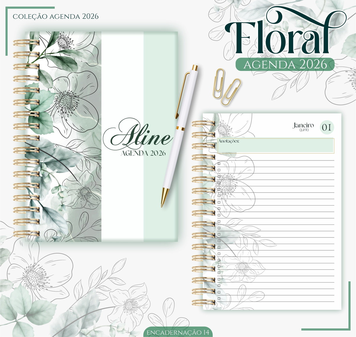 Pack de Agendas Femininas 2026 para Personalizar 5 Pack de Agendas Femininas 2026 para Personalizar - Imagem 5