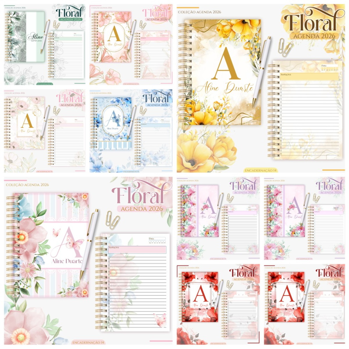 Pack de Agendas Femininas 2026 para Personalizar 1 Pack de Agendas Femininas 2026 para Personalizar