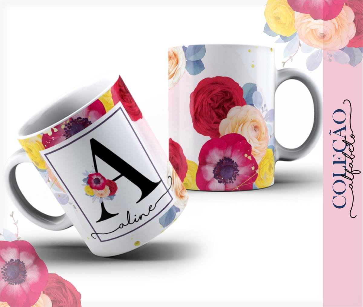 Pack Arte Sublimação Alfabeto Floral Aquarela 2 Pack Arte Sublimação Alfabeto Floral Aquarela - Imagem 2
