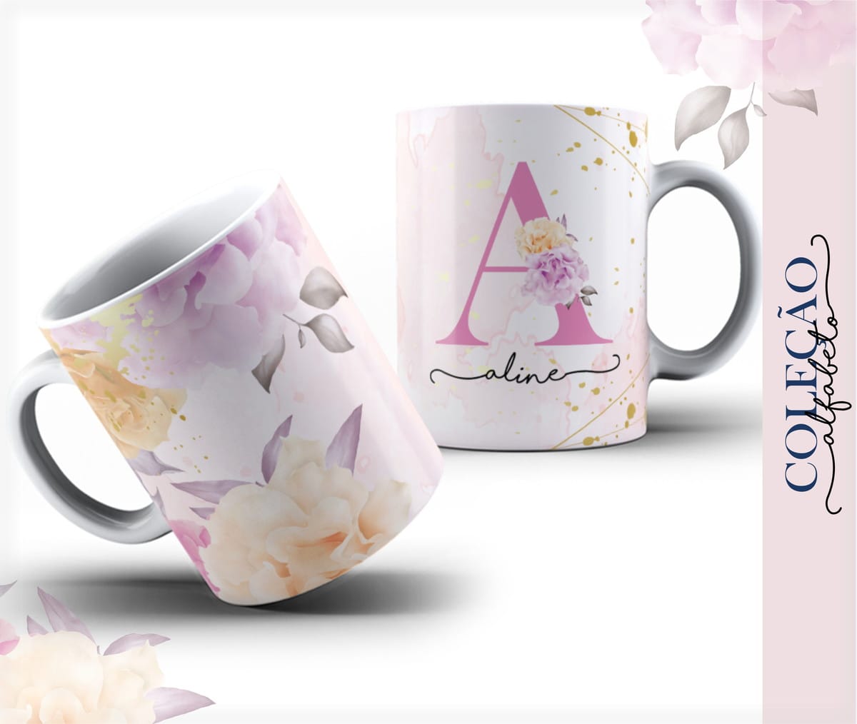 Pack Arte Sublimação Alfabeto Floral Aquarela 4 Pack Arte Sublimação Alfabeto Floral Aquarela - Imagem 4
