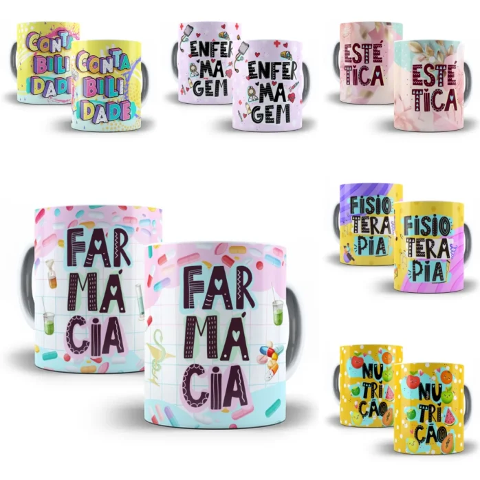 Pack Artes Caneca Profissões Contabilidade Nutrição Artesã