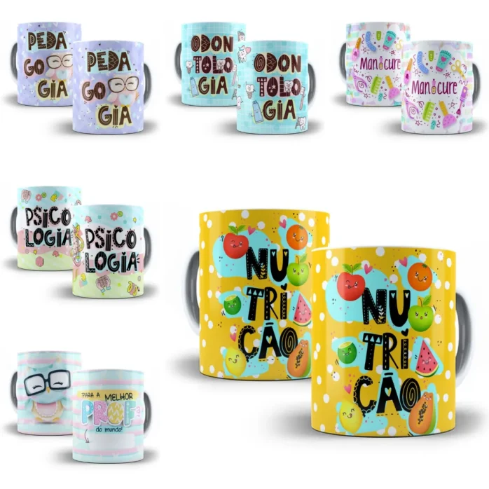 Pack Artes Caneca Profissões Contabilidade Nutrição Artesã