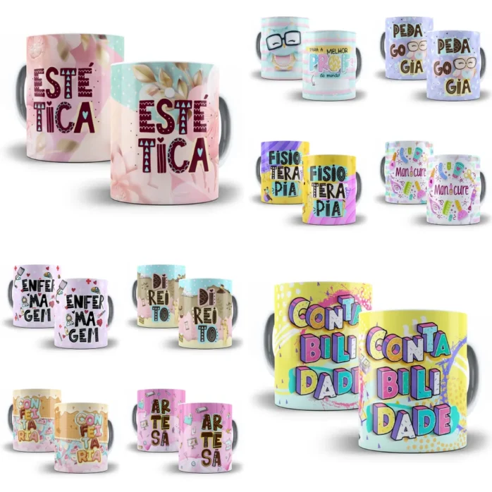 Pack Artes Caneca Profissões Contabilidade Nutrição Artesã