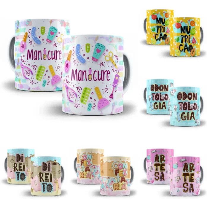Pack Artes Caneca Profissões Contabilidade Nutrição Artesã