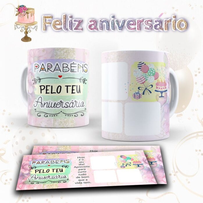 Pack Artes Canecas Aniversário Png e Corel