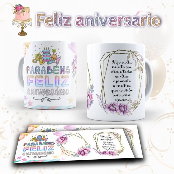 Pack Artes Canecas Aniversário Png e Corel