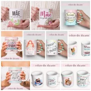 Pack Artes Canecas Dia das Mães 9 Pack Artes Canecas Dia das Mães