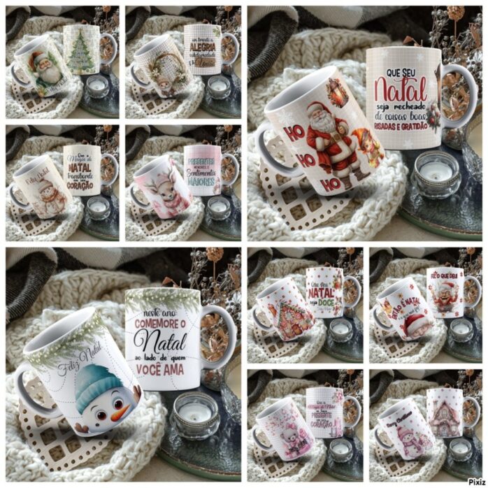 Pack Artes Sublimação Canecas Natalina