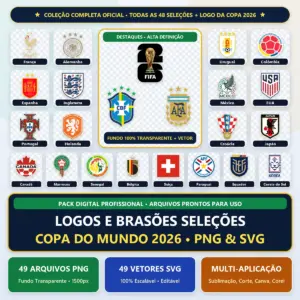 Pack Brasões Copa do Mundo 2026 Vetores PNG e SVG