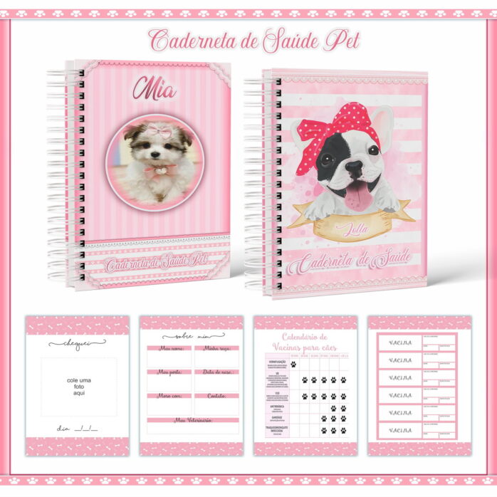 Pack Cadernetas Vacinas Pet Fêmeas e Machos