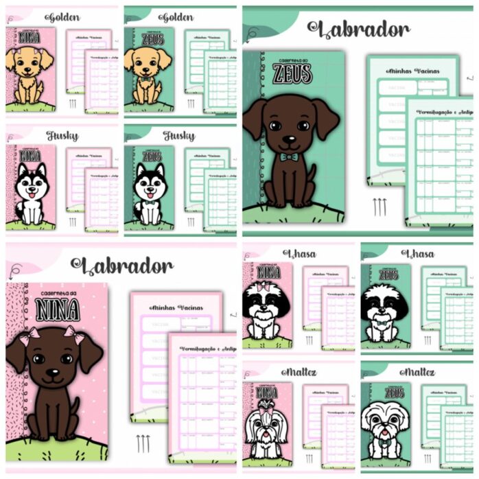 Pack Cadernetas Vacinas Pets Dogs -Arquivo Digital