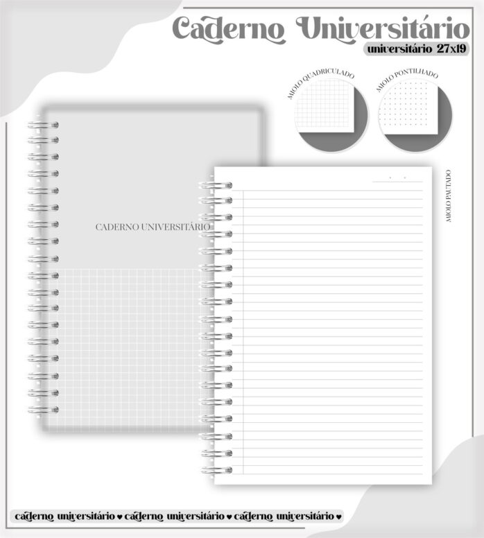 Pack Cadernos Universitários - Arquivos Encadernação