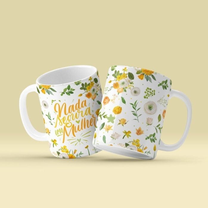 Pack Caneca Dia Das Mulheres 2023 Artes Florais + Frases Png