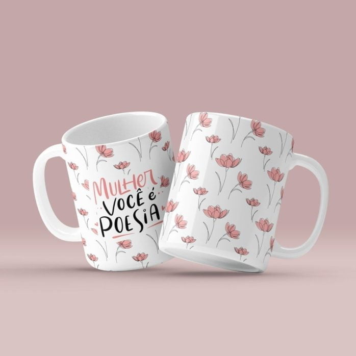 Pack Caneca Dia Das Mulheres 2023 Artes Florais + Frases Png
