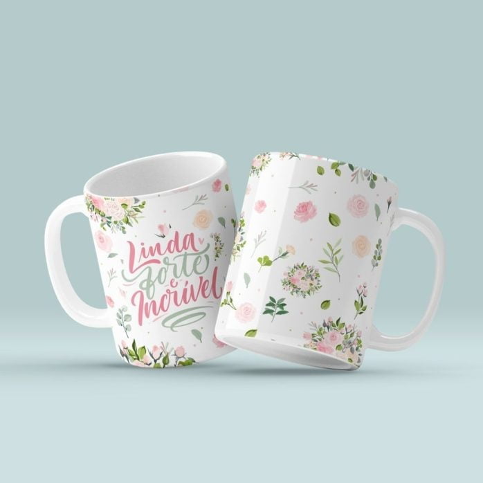 Pack Caneca Dia Das Mulheres 2023 Artes Florais + Frases Png