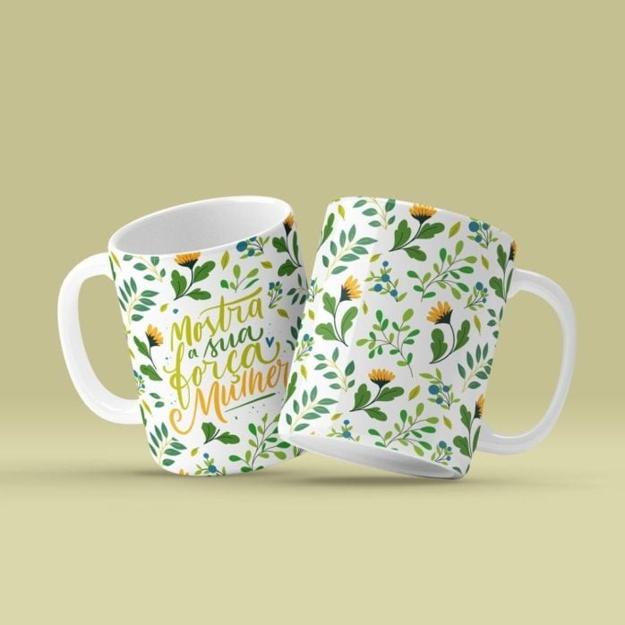 Pack Caneca Dia Das Mulheres 2023 Artes Florais + Frases Png