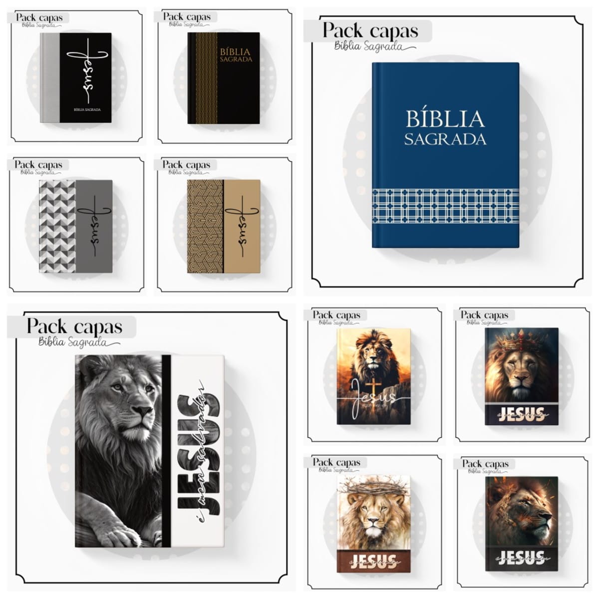 Kit Capas Bíblia Masculina Leão de Judá 1 Kit Capas Bíblia Masculina Leão de Judá