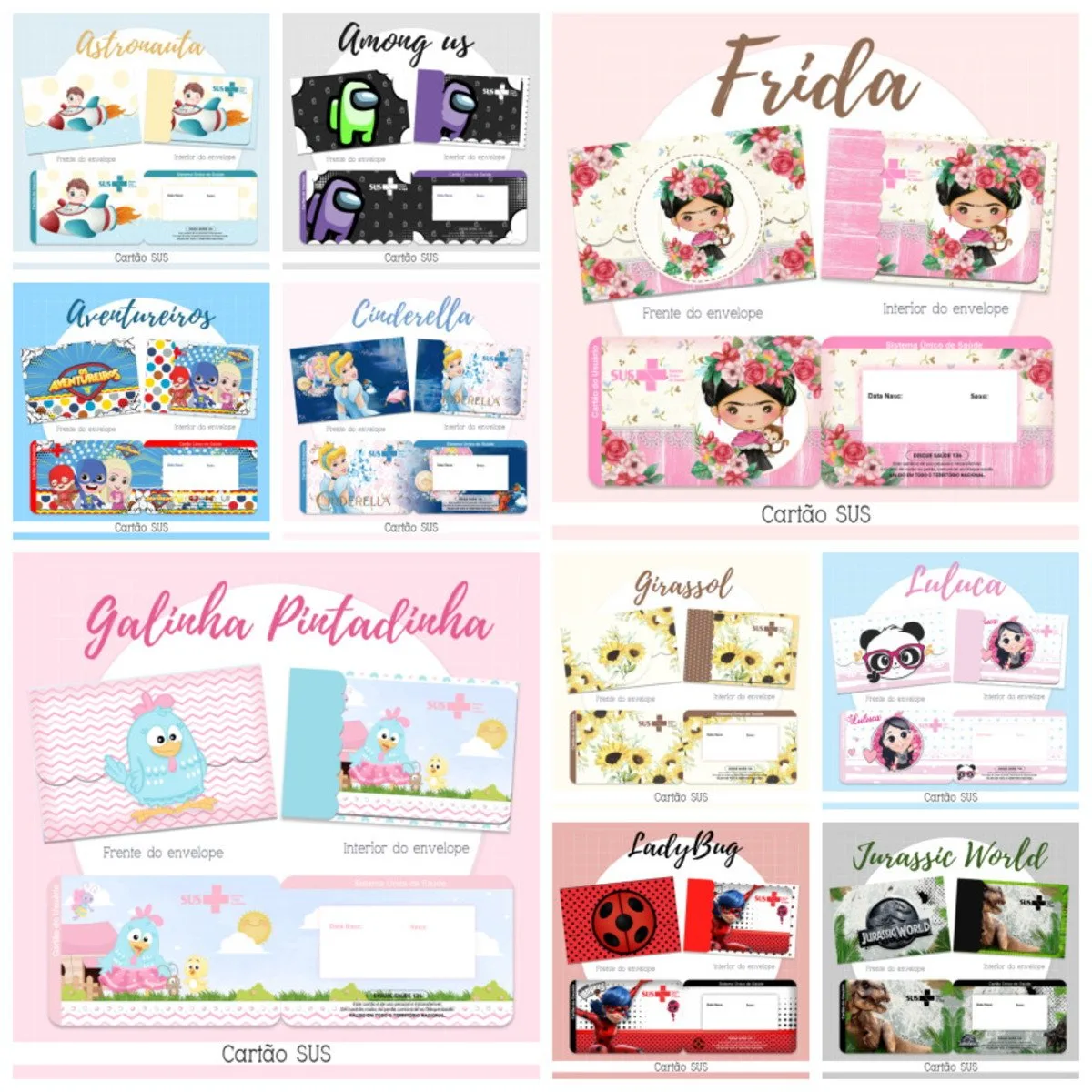Pack Cartão Sus Meninos e Meninas 01 1 Pack Cartão Sus Meninos e Meninas 01