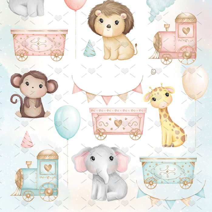 Pack Cliparts Animais Fofos Da Selva Girafa Leão Zebra