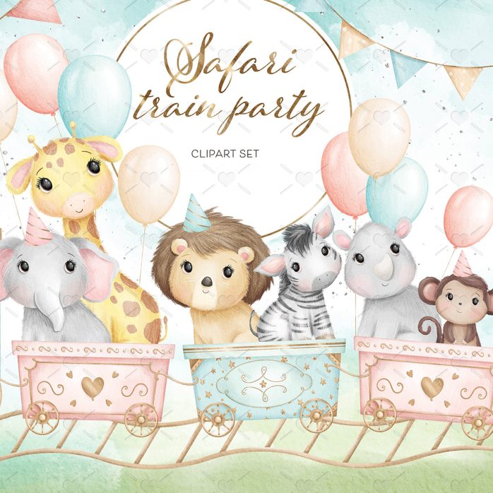 Pack Cliparts Animais Fofos Da Selva Girafa Leão Zebra