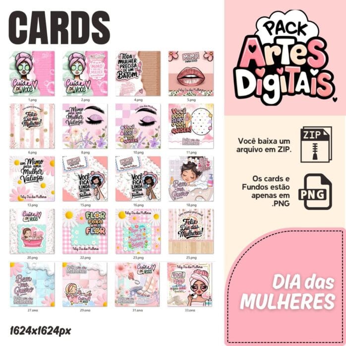 Pack Completo: Cards Prontos e Fundos Criativos em PNG
